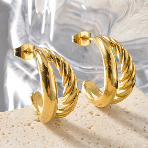 18K <b>Gold</b> Plated Stainless Steel <b>Small</b> <b>Hoop</b> Earrings Waterproof Tarnish Free Minimalist Daily Women Earrings - Product Image 1