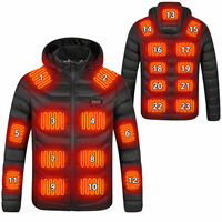 Veste à capuche chauffante Pertemba 23 zones avec contrôleur de température USB personnalisé, vêtement de moto chauffant, fermeture éclair électrique 5V