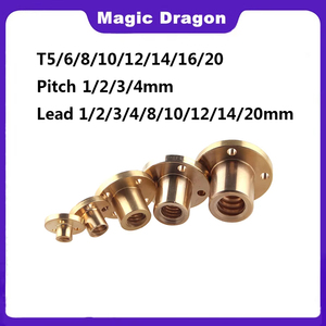T5 T6 T8 T10 <span class=keywords><strong>T12</strong></span> T14 T20 chì vít Nut Pitch 1/2mm chì 1/2/3/4/8/10mm/12mm/14mm Brass dẫn vít Nut cho CNC bộ phận máy in 3D - Product Image 2