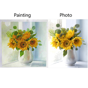 Dipinto a Olio Moderno Fatto a Mano su Tela, Realistico con Bottiglia di Whisky e <span class=keywords><strong>Girasoli</strong></span>, Grande Opera d'<span class=keywords><strong>Arte</strong></span> da Parete per Cucina - Product Image 2