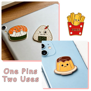 Pegatinas Metálicas Kawaii para Teléfonos con Diseños de Comida, Insignias Magnéticas Personalizadas de Hamburguesas y Postres, Lindos Pines de Solapa de Dibujos Animados, Regalos Directos de Fábrica, MOQ Bajo - Product Image 4