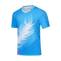 Jersey Bulu Tangkis Custom Motif Bulu dengan Panel Mesh Bernapas, Cepat Kering, Seragam Olahraga Tim, Logo Custom OEM ODM