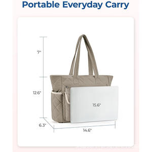 Sac fourre-tout en nylon matelassé avec logo personnalisé pour femmes, grande capacité, sac à main portable, élégant, doux, pour les trajets quotidiens, sac pour ordinateur portable - Product Image 2