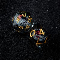 Ensemble de dés en résine faits à la main avec logo personnalisable RPG Donjons et Dragons avec des dés polyédriques à bords nets