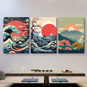 Arte de Pared para Sala de Estar, Lienzo con Diseño de Flor de Cerezo y Monte Fuji de Japón, Decoración para el Hogar, Impresión en Lienzo - Product Image 1