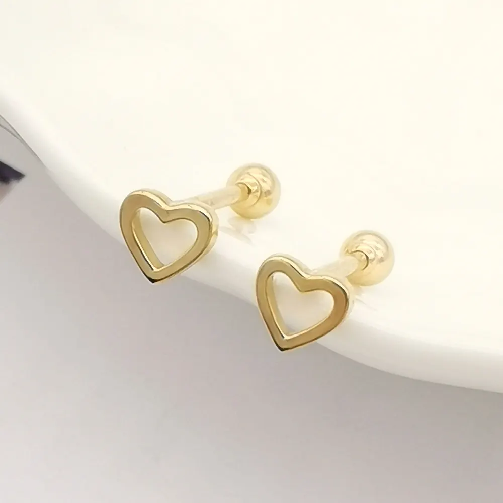 Lovely New Arrival 9K Gold Little Heart Earrings StudでBall Back