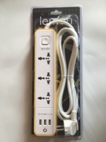 3WAY 3USB 2M Safe Multiple Universal Extension Socket avec Single Switch & Charging Port Power Strip UK/EU/US Plug