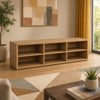Armoire de rangement en bois moderne minimaliste à profil bas, horizontale, en forme de cube, gain de place, étagère pour salon
