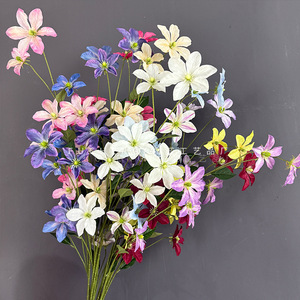 Flores Artificiales de Clematista Fucheng, Rama Individual de Seda, Decoración para Bodas y Hogar, Accesorios de Fotografía - Product Image 1