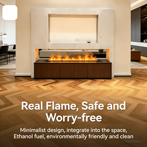 <span class=keywords><strong>Cheminée</strong></span> à éthanol encastrée moderne, flamme réelle, brûleur réglable, <span class=keywords><strong>protection</strong></span> de sécurité pour salon, chambre, hôtel, appartement - Product Image 4