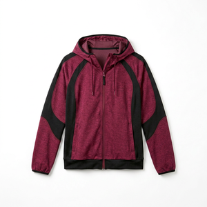 Veste de survêtement zippée en polaire à capuche unie pour femme, idéale pour la gym, la course et les activités de plein air - Product Image 1