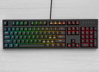 Clavier de jeu mécanique, RGB 104 touches, ultra-mince, rétroéclairé par LED, clavier filaire USB avec interrupteur bleu