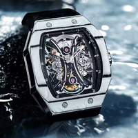 Montre mécanique de luxe pour homme, mouvement tourbillon volant, boîtier en acier inoxydable, résistante à l'eau 30m, haute qualité, 25mm
