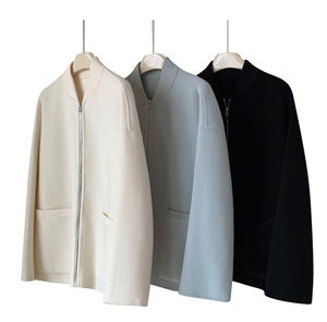 Chaqueta de <span class=keywords><strong>Lana</strong></span> Corta para <span class=keywords><strong>Mujer</strong></span>, Estilo <span class=keywords><strong>Jersey</strong></span> de Béisbol, Cuello Alto, <span class=keywords><strong>Lana</strong></span> Sólida de Doble Cara, Otoño/Invierno - Product Image 2