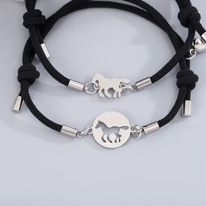 2Pc/Set Couple Horse Matched <b>Bracelet</b> Adjustable Milan <b>Rope</b> Stainless Steel Magnetic Charms <b>Bracelets</b> for Men and Women Jewelry - Product Image 4