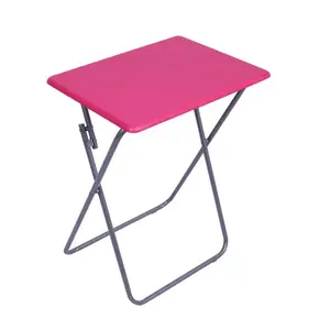 Toptan renk pembe masa-Sıcak Pembe MDF Katlanabilir Masa Taşınabilir Küçük Katlanır Masa
