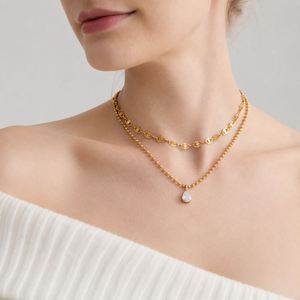 Women Fashion Pendant <b>Necklace</b> 18K Gold Dainty <b>Delicate</b> White Zircon Bead Chain Ring Pendant <b>Necklace</b> - Product Image 4