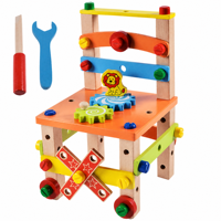 Juguete de Madera Desarmable, Silla con Tornillos y Tuercas, Rompecabezas de Ensamblaje para Niños