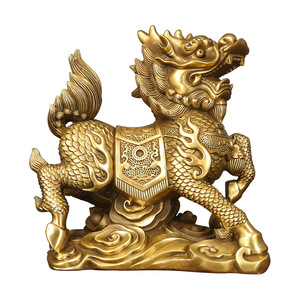 Adorno de Latón Fundido con Figura de Bestia Auspiciosa Qilin, Decoración de Mesa, Figura de Animal del Año Nuevo Chino - Product Image 3
