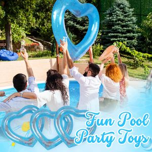 Bouée de piscine gonflable en PVC en forme de cœur avec paillettes pour adultes, idéale pour enterrement de vie de jeune fille et plage estivale - Grande Vente - Product Image 4