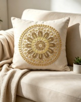 Applique en dentelle ronde brodée de fil doré, ajourée, pour la décoration de table, la housse de canapé, les vêtements et les accessoires de couture DIY