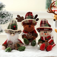 Ornements de Noël vintage à carreaux, gnome, renne, bonhomme de neige, double usage, à suspendre ou à poser sur table, pour la décoration de Noël à la maison, cadeau d'hiver