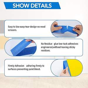 Cinta de Papel de Enmascarar Azul Transfronteriza, Resistente a los Rayos UV, para Pintura en Aerosol, Arte DIY, Decodificación de Color, Papel Crepé Personalizable, Goma - Product Image 5
