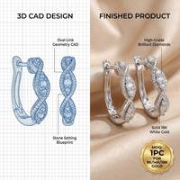 Pendientes de aro ovalados de oro de 18K con diamantes de laboratorio engastados en pavé, pequeños, tipo huggie, con clip, para uso diario, joyería de lujo.