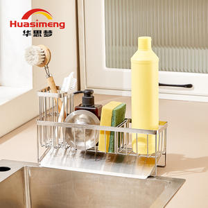 Escurridor de fregadero de cocina de acero inoxidable 304 con soporte para esponjas, almacenamiento en encimera para secado rápido y uso multipropósito - Product Image 3