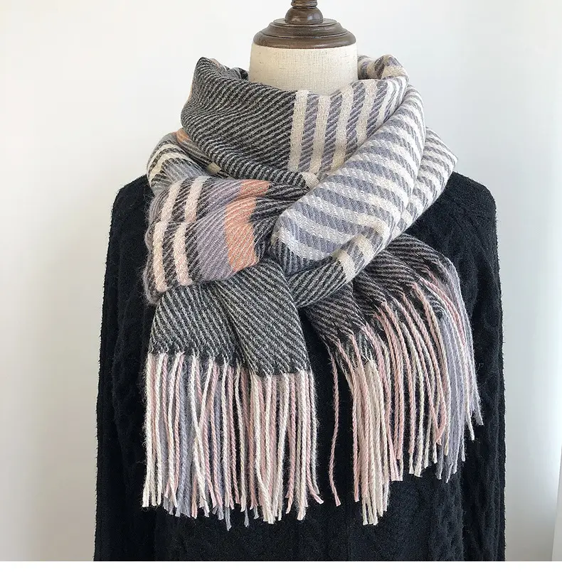 Groothandel Kasjmier Sjaal Voor Vrouwen Fleece Geborsteld Sjaal Luxe Design Winter Warm Katoen Pashmina Sjaals Wraps Wraps Met Kwastjes