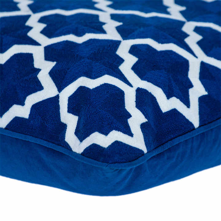 HMS 20\" Soft Blue White Geometric Cotton Throw Pillow Embroidered Printed Jacquard Woven Fabric Microfiber Filling Memory