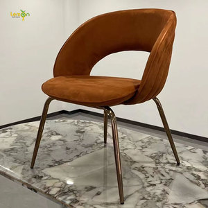 Sillas de Comedor de Diseño Italiano en Terciopelo, Muebles de Restaurante, Silla de Café con Patas Doradas - Product Image 1