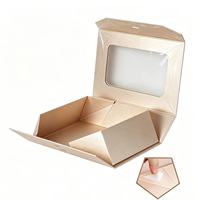 Scatola rigida rosa personalizzabile con finestra e nastro in raso, confezione regalo di alta gamma per prodotti di bellezza