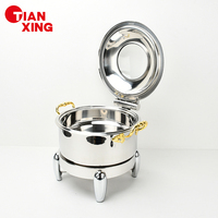 Fournitures d'hôtel 3.5L 4.5L acier inoxydable 304 chauffe-soupe pour buffet bouilloire cuisine plat de service poignée en or chauffe-plats