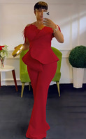 Combinaison Décontractée Femme Style Européen et Américain, Épaules Dénudées, Taille Haute et Jambes Larges Grande Taille