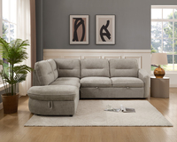 Canapé d'angle en tissu de style européen moderne avec rangement, canapé-lit pliable pour salon