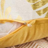 Housse de coussin décorative de luxe en jacquard aspect lin, série Feuilles, pour canapé et maison