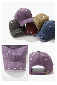Cappello da Baseball viola alla moda alla moda stile stile non strutturato foderato di raso foderato cappello da papà - Product Image 6