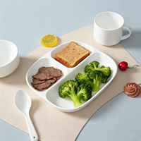 Assiettes pour bébés en porcelaine fine, motif végétal classique, compartiments séparés, saines, compatibles micro-ondes