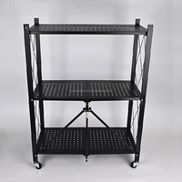 Étagères de rangement pliables, étagères de rangement pliantes, unité d'étagères métalliques pour garage, buanderie, étagère pliable portable
