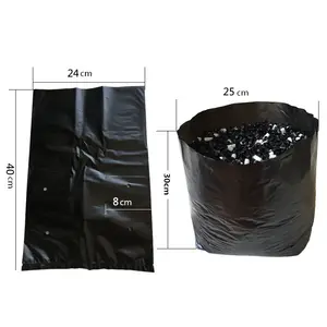 Premium kalite siyah plastik poli fide çanta bitki kreş çantası