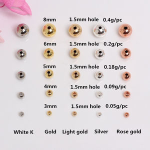 DIY 주얼리용 유광 4mm 14k 18k 골드 변색 방지 황동 스페이서 비즈, 4가지 색상 메탈 구슬 - Product Image 3