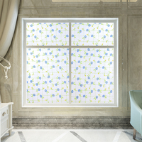 Lila Blumenranken-Design Statische Fensterfolie Dekorative Sichtschutz-Glasabdeckung Abnehmbares Buntes Blütenmuster für Schlafzimmer und Zuhause