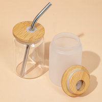 Verre à shot mini mignon givré transparent de 3 oz et 3,5 oz avec couvercle en bambou et paille en métal, personnalisable avec logo par sublimation UV DTF, vente en gros
