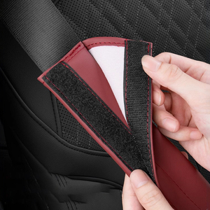 2 protections de ceinture de sécurité en cuir Nappa de luxe, avec sangle d'épaule étendue et fermeture Velcro souple, compatibles avec Benz, Audi, VW, <span class=keywords><strong>Ford</strong></span> - Product Image 5