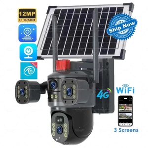 Eseecloud 4Lens 3Views 12MP 4G Sim Card Solar Outdoor Network Cameras 360 PTZ IP CCTV Wireless WIFI Surveillance Camera <b>Security</b> - Product Image 1