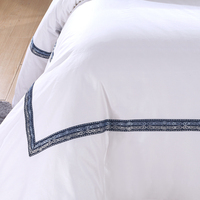 Ensemble de literie blanc brodé de style européen luxueux et exquis, 100% coton 300TC pour la maison et l'hôtel, personnalisable