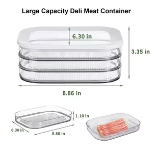 Boîte de rangement alimentaire à 3 couches avec couvercles pour charcuterie et fromages, sans BPA, organisateur de réfrigérateur, contenants transparents pour préparation de repas - Product Image 3