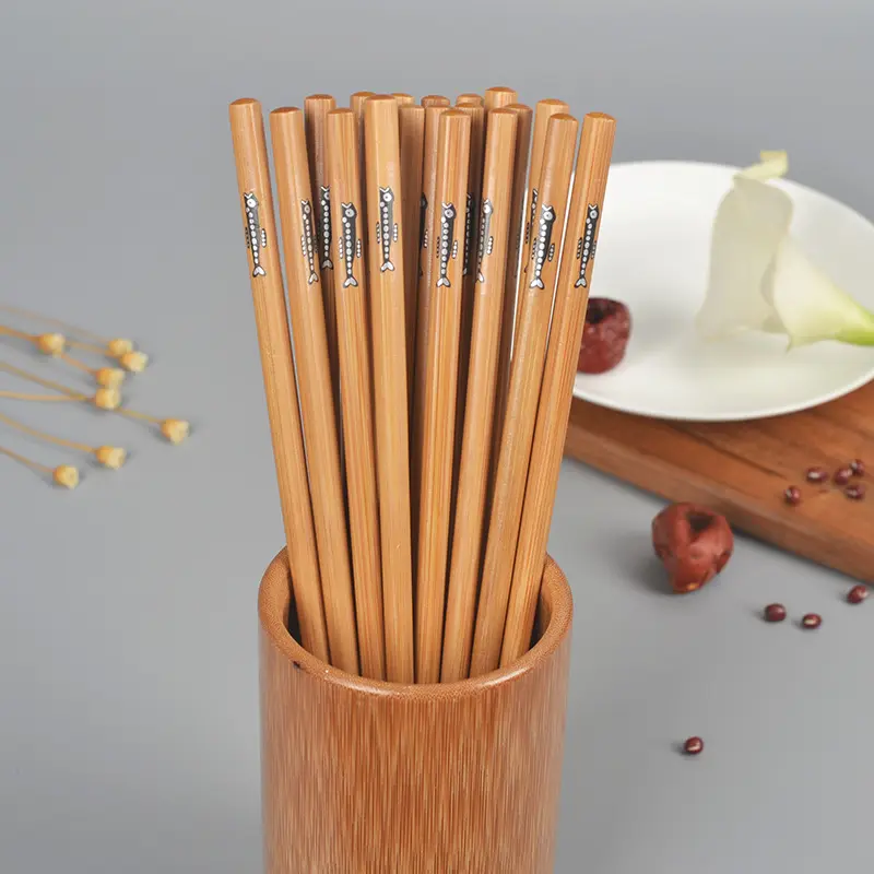 Экологичные биоразлагаемые настраиваемые круглые бамбуковые палочки для еды, многоразовые натуральные деревянные палочки для еды