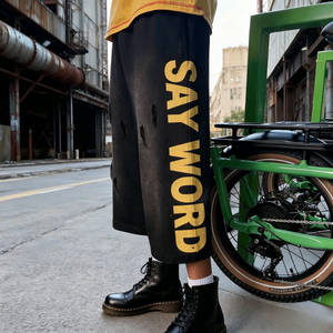 Streetwear Custom Pure Cotton Printing logo Distressed Vintage Acid Wash Knee Length Baggy Sweat <strong>Shorts</strong> <strong>for</strong> <strong>Men</strong> - Product Image 2
